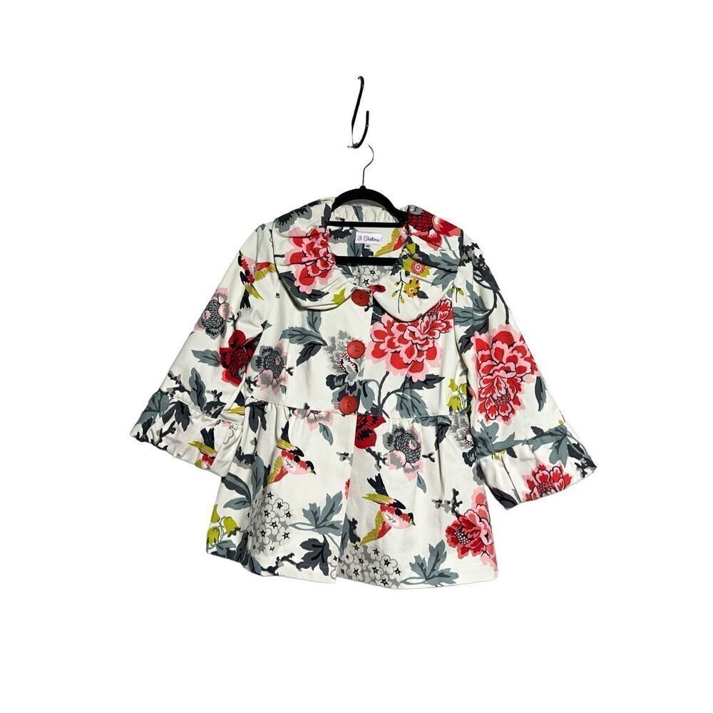 3 Sisters Floral Empire Waist A-Line Jacket Size Medium